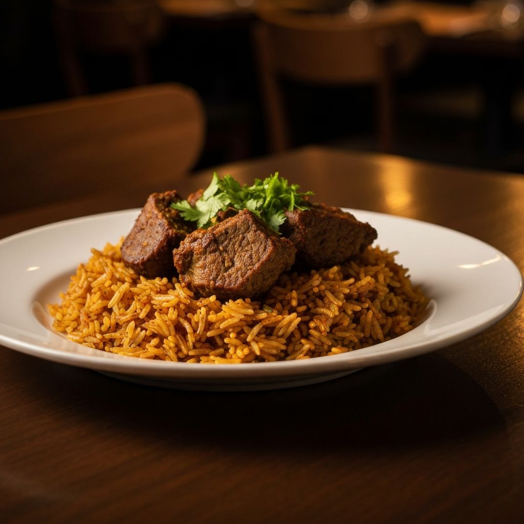 Beautifully plated Somali dish at Summer Cafe
