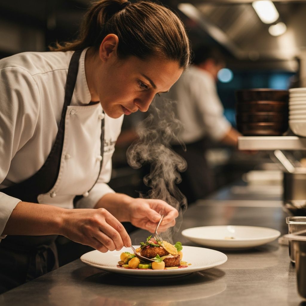 Chef preparing a dish in the kitchen